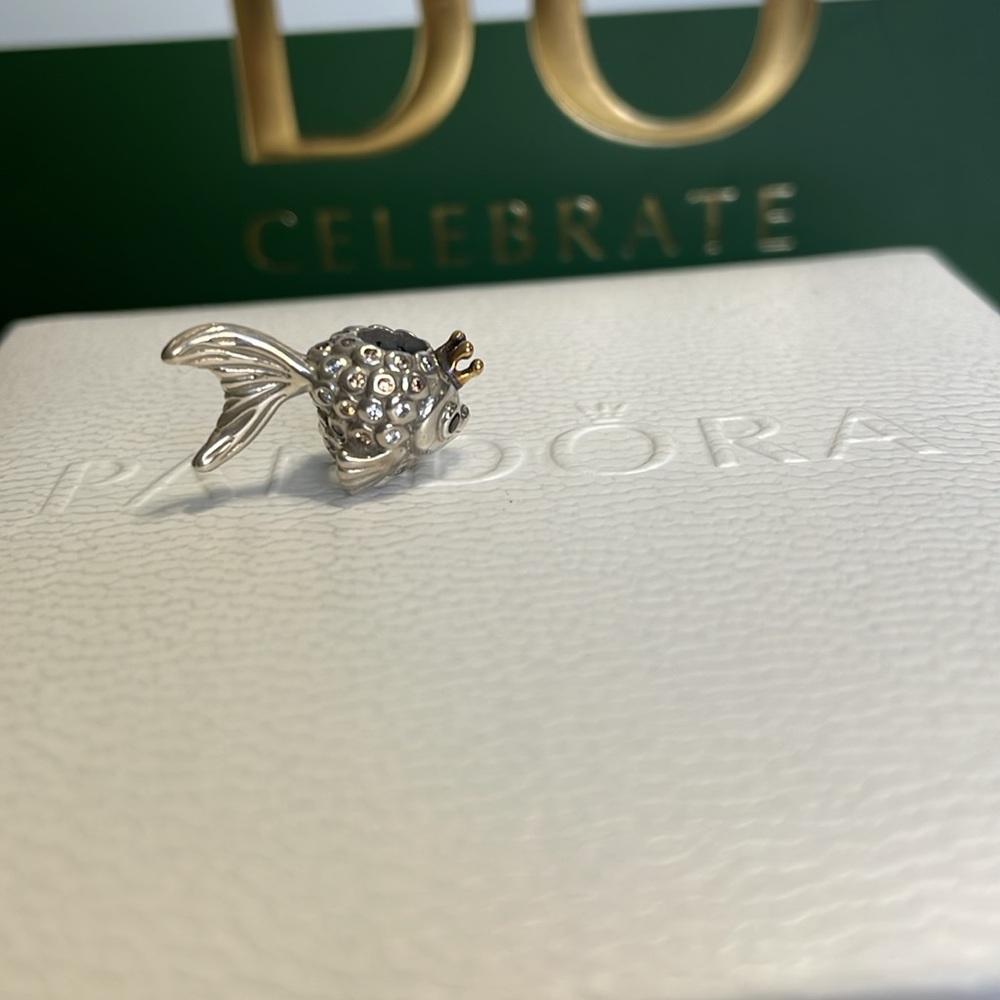 Pandora Silver And 14K Russian Fairytale Fish Charm - Picture 3 of 9